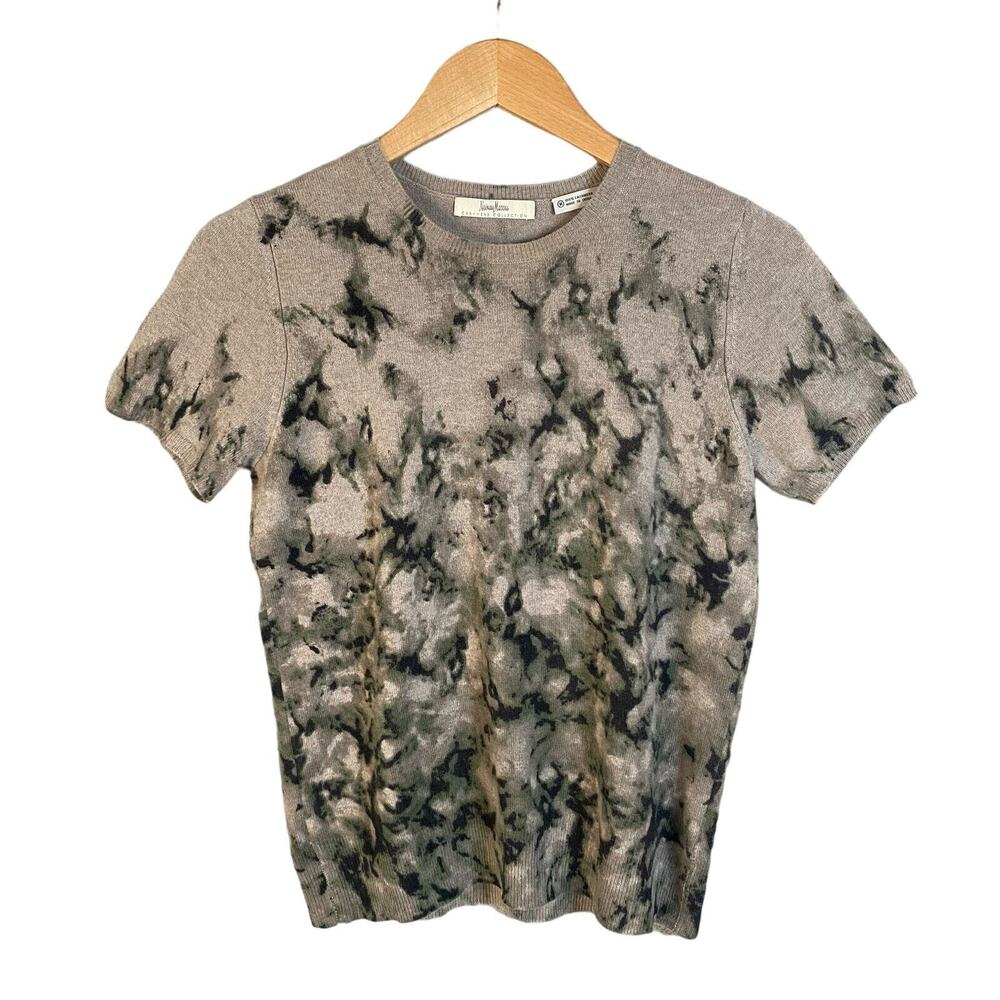 Neiman Marcus Gray and Black Tie-Dye Sweater